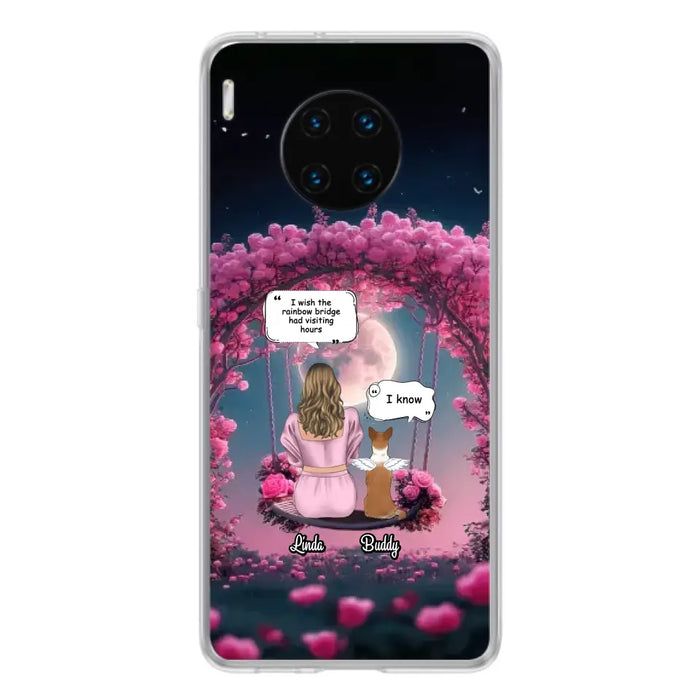 Custom Memorial Dog Mom Phone Case - Up to 4 Dogs - Memorial Gift Idea For Dog Owners - I Wish The Rainbow Bridge Had Visiting Hours - Case For Oppo/Xiaomi/Huawei