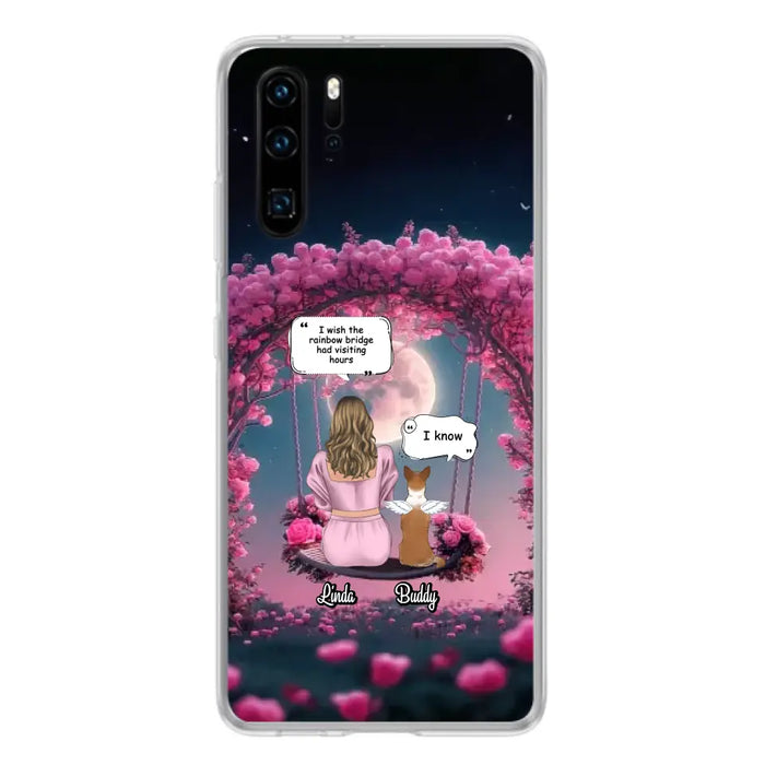 Custom Memorial Dog Mom Phone Case - Up to 4 Dogs - Memorial Gift Idea For Dog Owners - I Wish The Rainbow Bridge Had Visiting Hours - Case For Oppo/Xiaomi/Huawei
