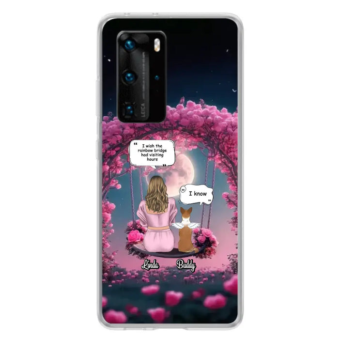 Custom Memorial Dog Mom Phone Case - Up to 4 Dogs - Memorial Gift Idea For Dog Owners - I Wish The Rainbow Bridge Had Visiting Hours - Case For Oppo/Xiaomi/Huawei