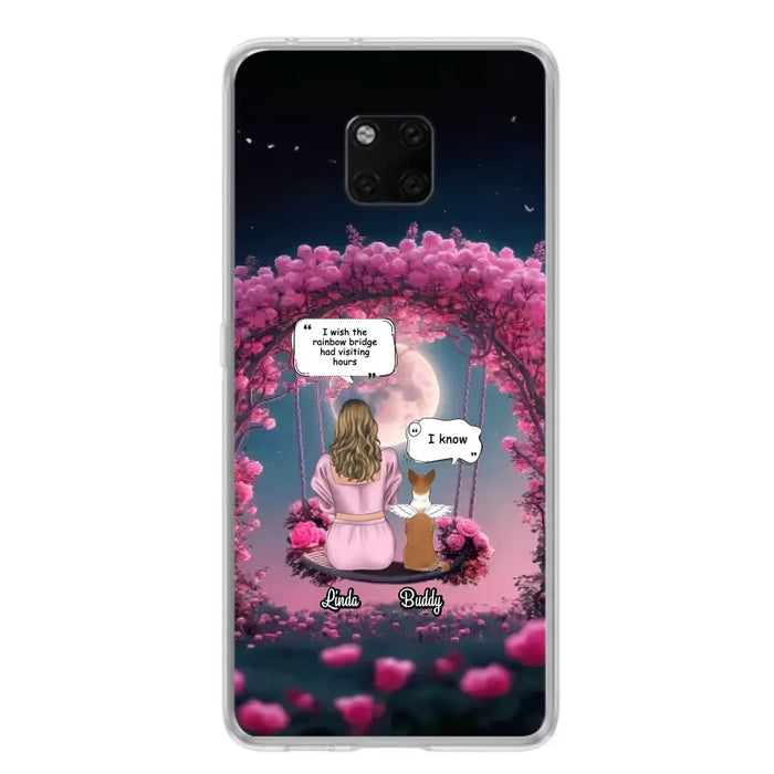 Custom Memorial Dog Mom Phone Case - Up to 4 Dogs - Memorial Gift Idea For Dog Owners - I Wish The Rainbow Bridge Had Visiting Hours - Case For Oppo/Xiaomi/Huawei