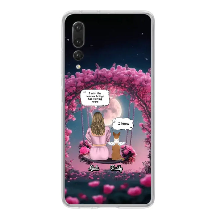 Custom Memorial Dog Mom Phone Case - Up to 4 Dogs - Memorial Gift Idea For Dog Owners - I Wish The Rainbow Bridge Had Visiting Hours - Case For Oppo/Xiaomi/Huawei