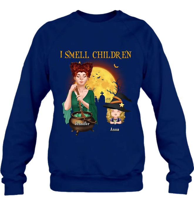 Personalized Grandma Witch Shirt/Hoodie - Halloween Gift Idea For Grandma/Mother - Woman With Up to 6 Kids - I Smell Children