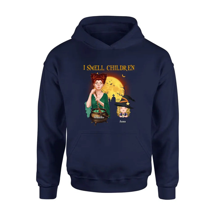 Personalized Grandma Witch Shirt/Hoodie - Halloween Gift Idea For Grandma/Mother - Woman With Up to 6 Kids - I Smell Children