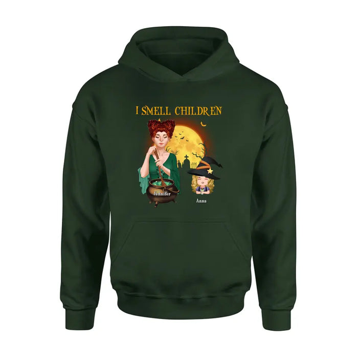 Personalized Grandma Witch Shirt/Hoodie - Halloween Gift Idea For Grandma/Mother - Woman With Up to 6 Kids - I Smell Children