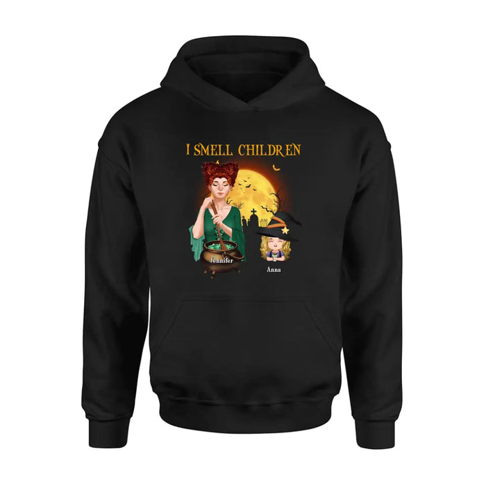 Personalized Grandma Witch Shirt/Hoodie - Halloween Gift Idea For Grandma/Mother - Woman With Up to 6 Kids - I Smell Children
