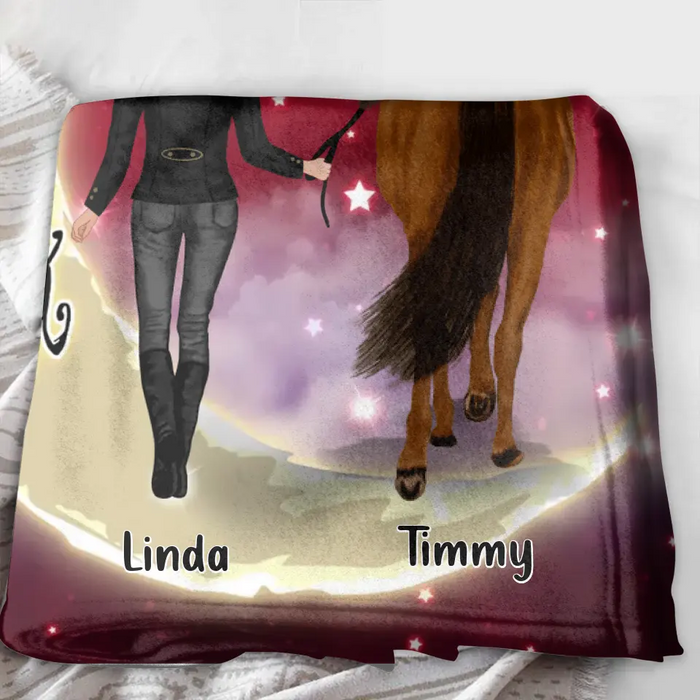 Personalized Horse Girl Pillow Cover/Fleece Throw Blanket/Quilt - Christmas  Gift Idea for Horse Lovers - I Love You To The Moon & Back