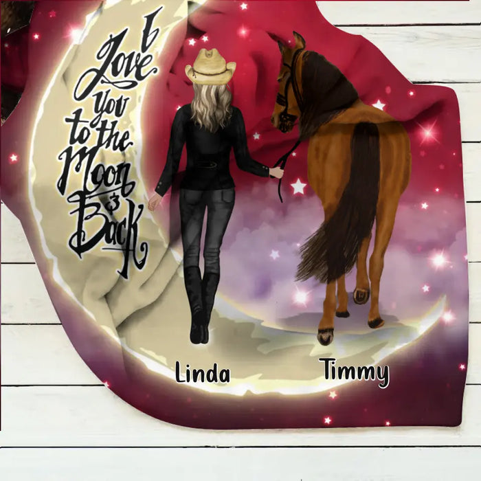 Personalized Horse Girl Pillow Cover/Fleece Throw Blanket/Quilt - Christmas  Gift Idea for Horse Lovers - I Love You To The Moon & Back