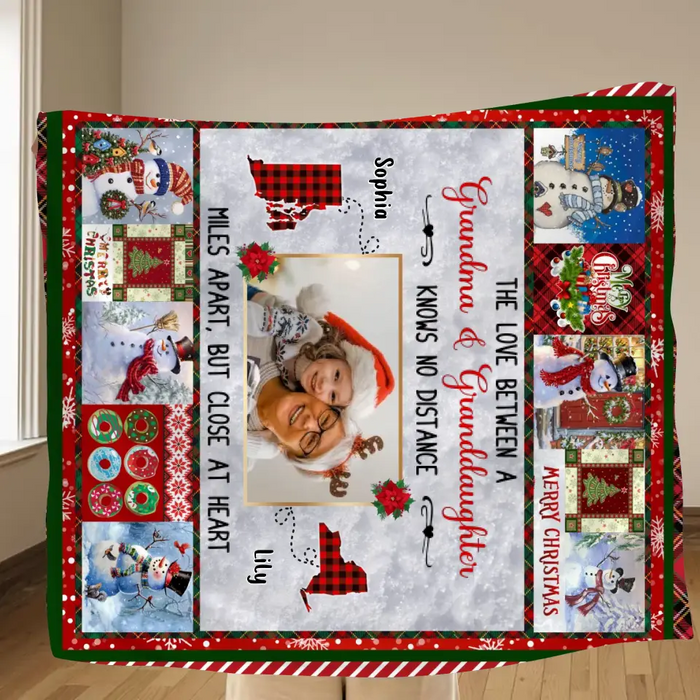 Personalized Upload Photo Fleece Throw Blanket/Quilt - Gift Idea For Grandma/Kid - The Love Between A Grandma & Granddaughter Knows No Distance