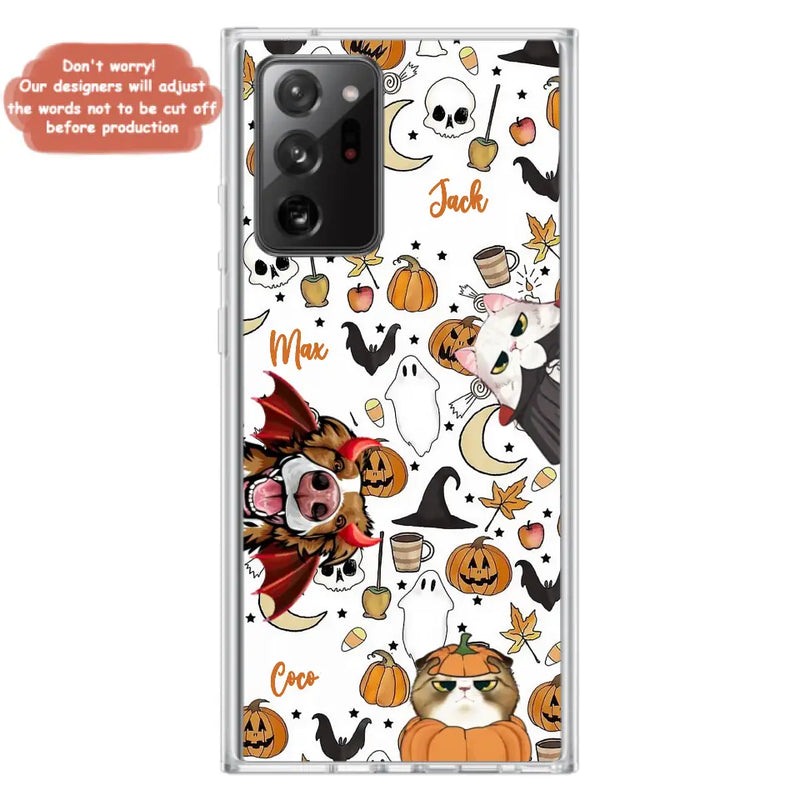 Custom Personalized Halloween Pet Phone Case - Upto 3 Pets - Gift Idea For Dog/Cat Owners - Case for iPhone/Samsung