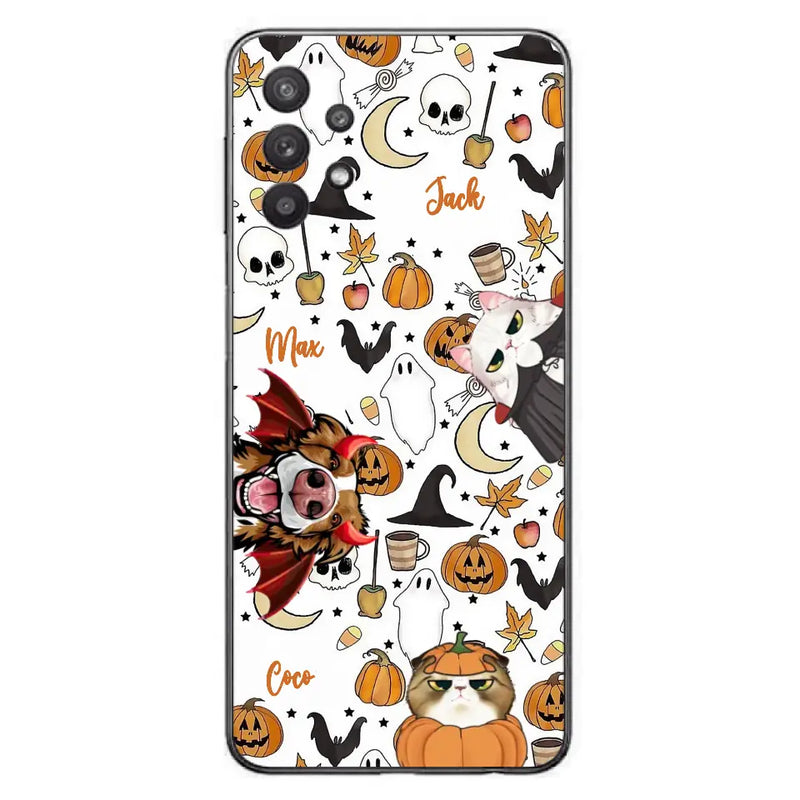 Custom Personalized Halloween Pet Phone Case - Upto 3 Pets - Gift Idea For Dog/Cat Owners - Case for iPhone/Samsung