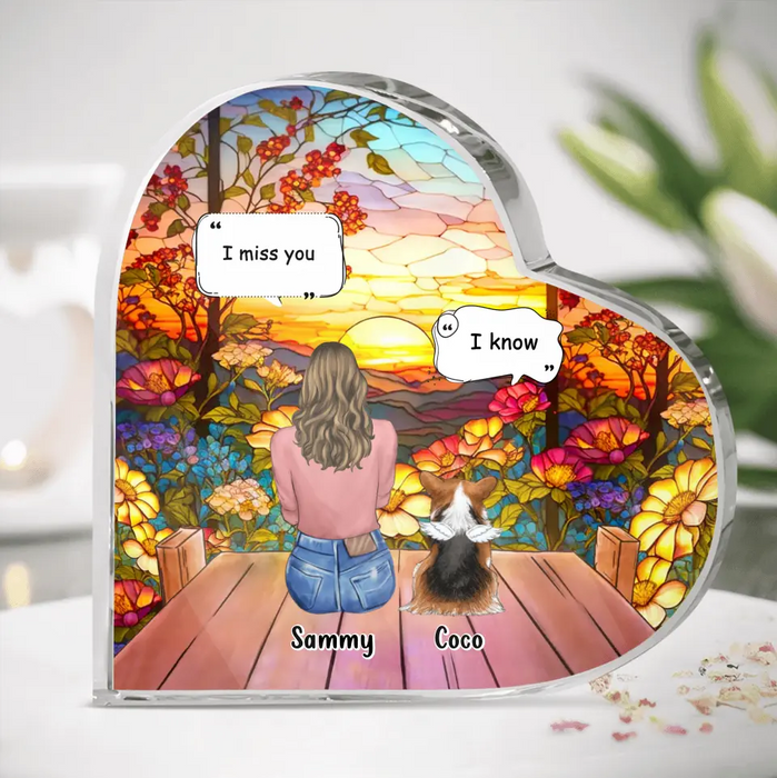 Personalized Memorial Pet Crystal Heart - Up to 3 Pets - Memorial Gift Idea For Dog/Cat/Rabbits Owners - I Miss You