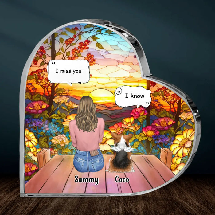 Personalized Memorial Pet Crystal Heart - Up to 3 Pets - Memorial Gift Idea For Dog/Cat/Rabbits Owners - I Miss You