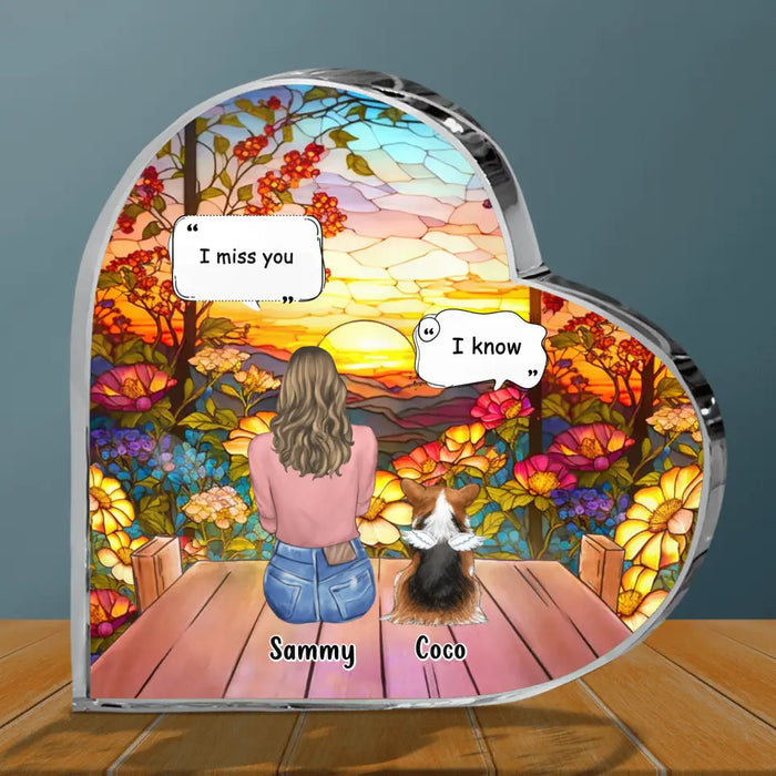 Personalized Memorial Pet Crystal Heart - Up to 3 Pets - Memorial Gift Idea For Dog/Cat/Rabbits Owners - I Miss You