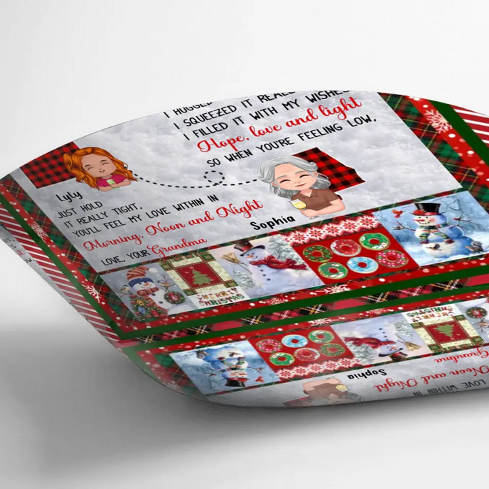 Personalized Granddaughter/Grandson Fleece Throw Blanket/Quilt/Pillow Cover - Gift Idea For Christmas From Grandma - Just Hold It Really Tight
