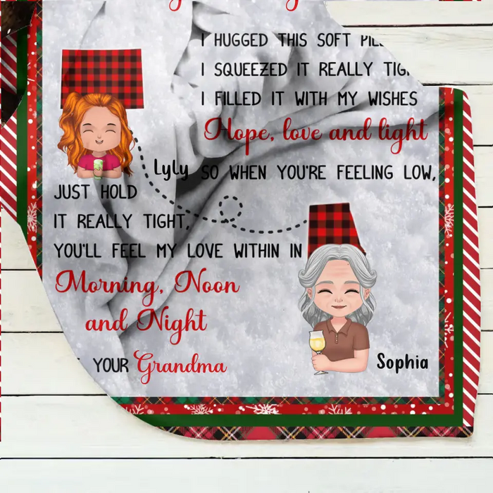 Personalized Granddaughter/Grandson Fleece Throw Blanket/Quilt/Pillow Cover - Gift Idea For Christmas - I Hugged This Soft Blanket