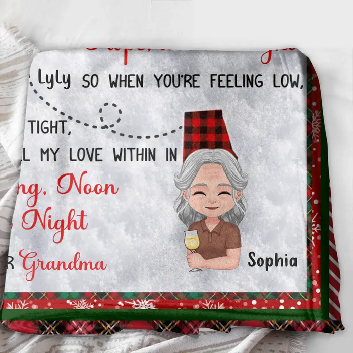 Personalized Granddaughter/Grandson Fleece Throw Blanket/Quilt/Pillow Cover - Gift Idea For Christmas - I Hugged This Soft Blanket
