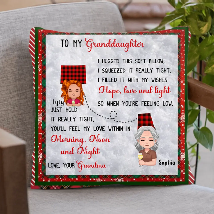Personalized Granddaughter/Grandson Fleece Throw Blanket/Quilt/Pillow Cover - Gift Idea For Christmas - I Hugged This Soft Blanket