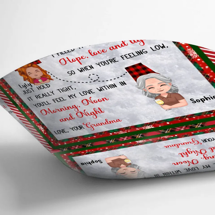 Personalized Granddaughter/Grandson Fleece Throw Blanket/Quilt/Pillow Cover - Gift Idea For Christmas - I Hugged This Soft Blanket