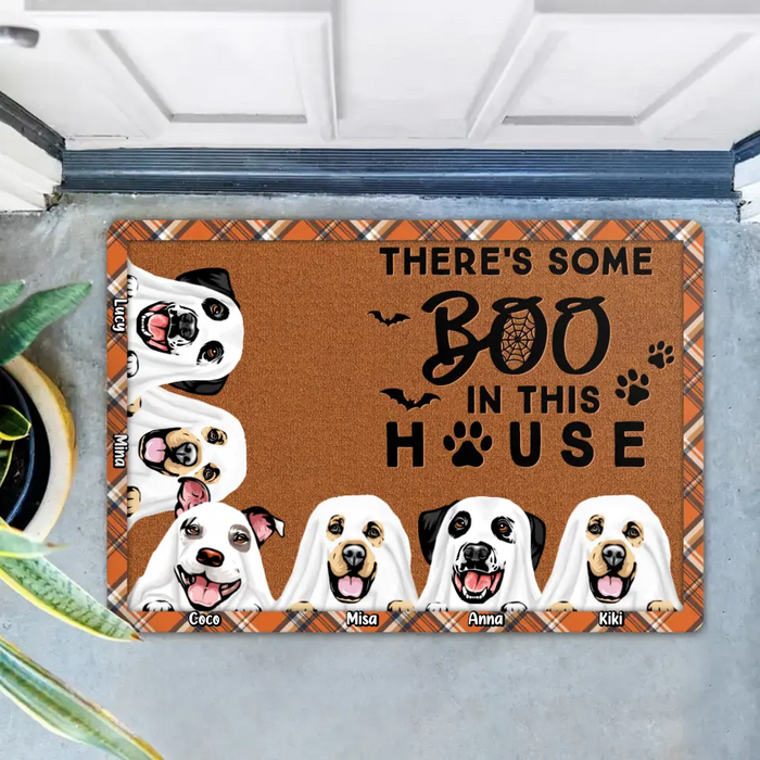 Personalized Halloween Dogs Doormat - Up to 6 Dogs - Halloween Gift Idea For Dog Lovers - There's Some Boo Sheets In This House