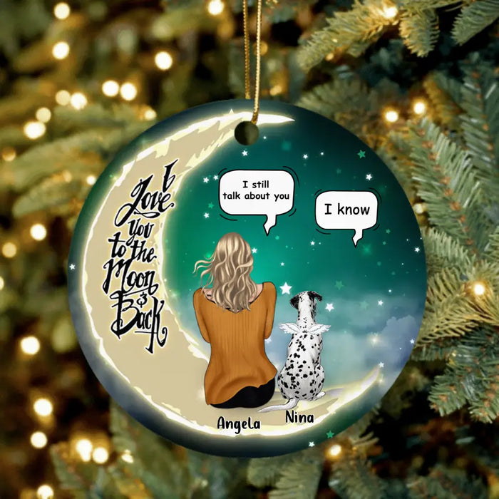 Personalized Memorial Pet Circle Ornament - Up to 4 Pets - Christmas Gift Idea for Family/Dog/Cat/Rabbit Owners - I Love You To The Moon & Back