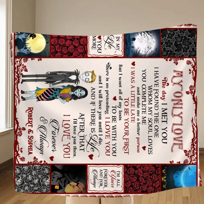 Personalized Halloween Couple Fleece Throw Blanket & Quilt - Gift Idea For Couple/Halloween - I Love You Forever & Always