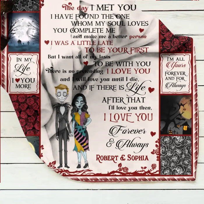 Personalized Halloween Couple Fleece Throw Blanket & Quilt - Gift Idea For Couple/Halloween - I Love You Forever & Always