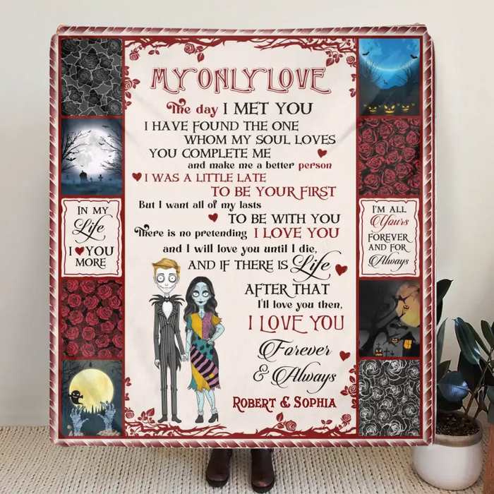 Personalized Halloween Couple Fleece Throw Blanket & Quilt - Gift Idea For Couple/Halloween - I Love You Forever & Always