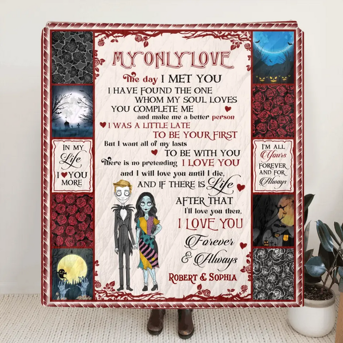 Personalized Halloween Couple Fleece Throw Blanket & Quilt - Gift Idea For Couple/Halloween - I Love You Forever & Always