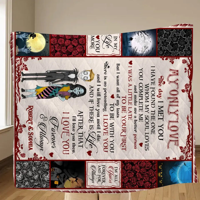 Personalized Halloween Couple Fleece Throw Blanket & Quilt - Gift Idea For Couple/Halloween - I Love You Forever & Always