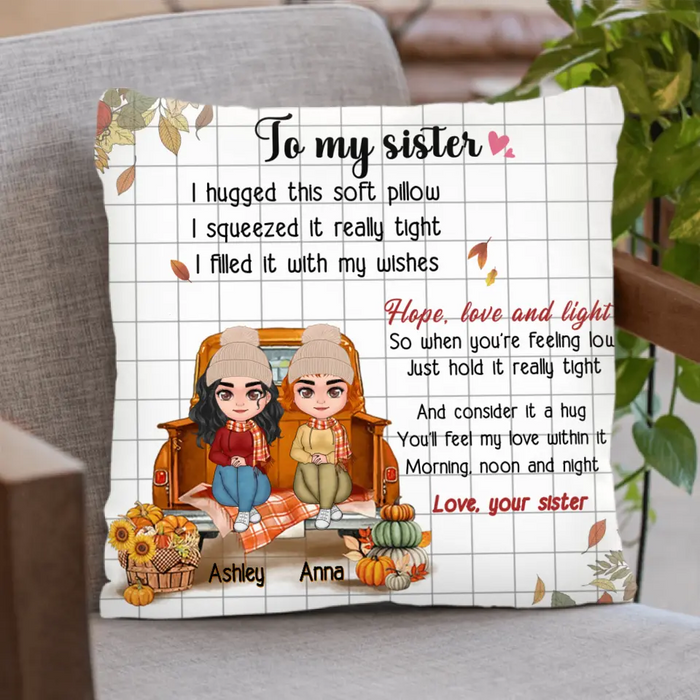 Personalized Autumn Sister Pillow Cover/Fleece Throw Blanket/Quilt- Autumn Gift Idea for Sisters - To My Sister