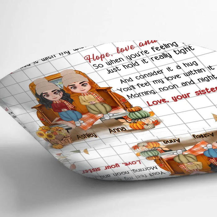 Personalized Autumn Sister Pillow Cover/Fleece Throw Blanket/Quilt- Autumn Gift Idea for Sisters - To My Sister
