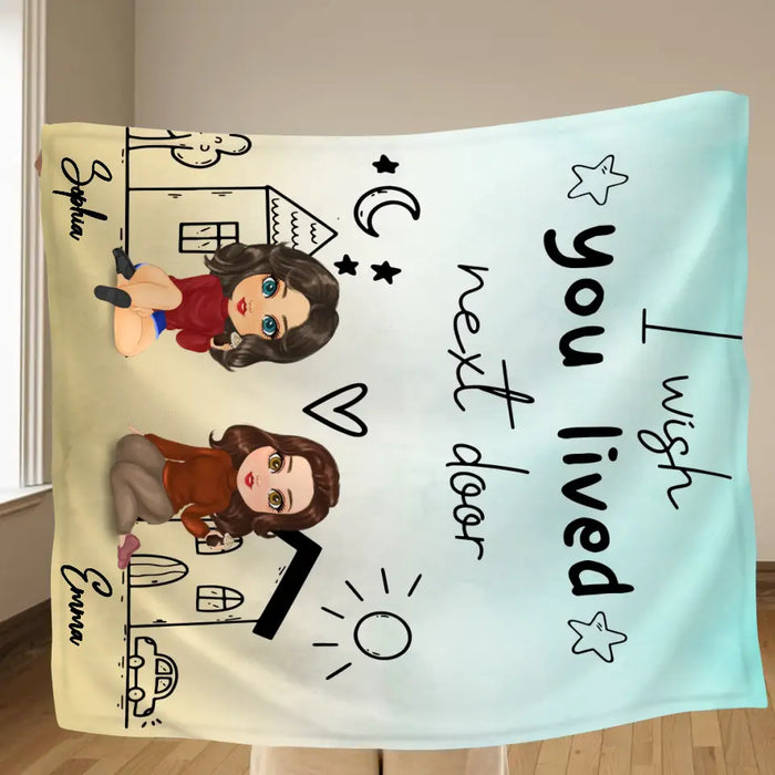 Personalized Friend Fleece Throw Blanket & Quilt - I Wish You Lived Next Door - Gift Idea For Friend