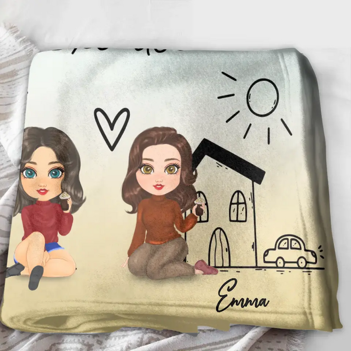 Personalized Friend Fleece Throw Blanket & Quilt - I Wish You Lived Next Door - Gift Idea For Friend