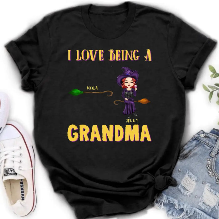 Personalized Witch Grandma T-shirt/Hoodie - Gift Idea For Halloween/Witch/Grandma - Up to 8 Kids - I Love Being A Grandma