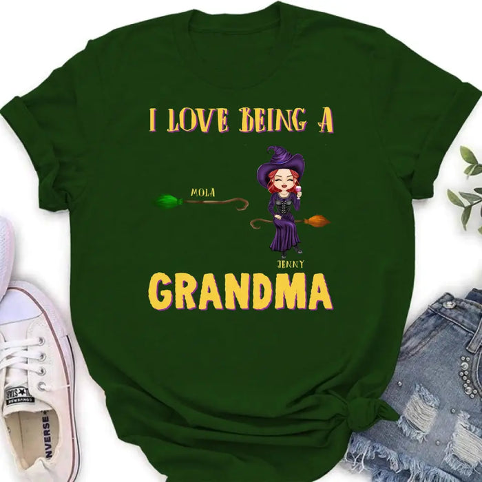 Personalized Witch Grandma T-shirt/Hoodie - Gift Idea For Halloween/Witch/Grandma - Up to 8 Kids - I Love Being A Grandma