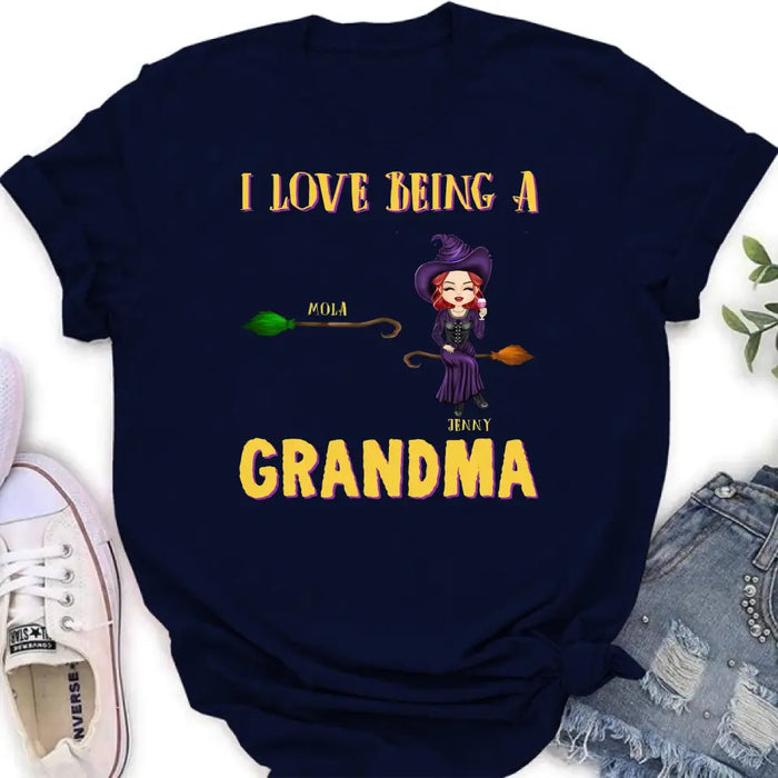 Personalized Witch Grandma T-shirt/Hoodie - Gift Idea For Halloween/Witch/Grandma - Up to 8 Kids - I Love Being A Grandma