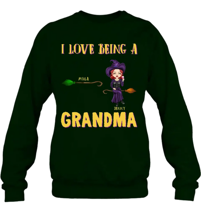Personalized Witch Grandma T-shirt/Hoodie - Gift Idea For Halloween/Witch/Grandma - Up to 8 Kids - I Love Being A Grandma