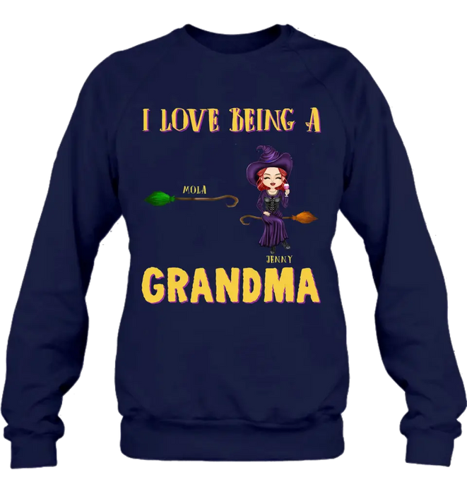 Personalized Witch Grandma T-shirt/Hoodie - Gift Idea For Halloween/Witch/Grandma - Up to 8 Kids - I Love Being A Grandma