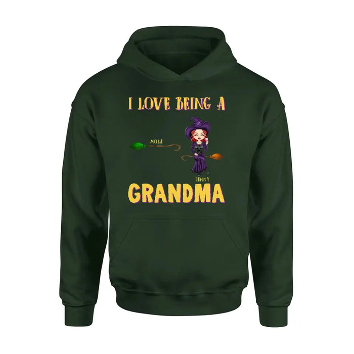 Personalized Witch Grandma T-shirt/Hoodie - Gift Idea For Halloween/Witch/Grandma - Up to 8 Kids - I Love Being A Grandma