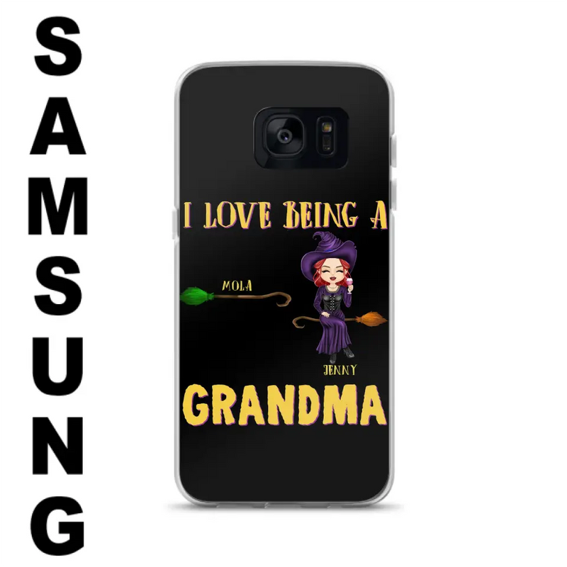 Personalized Witch Grandma Phone Case - Gift Idea For Halloween/Witch/Grandma - Upto 8 Kids - I Love Being A Grandma - Case For iPhone/Samsung