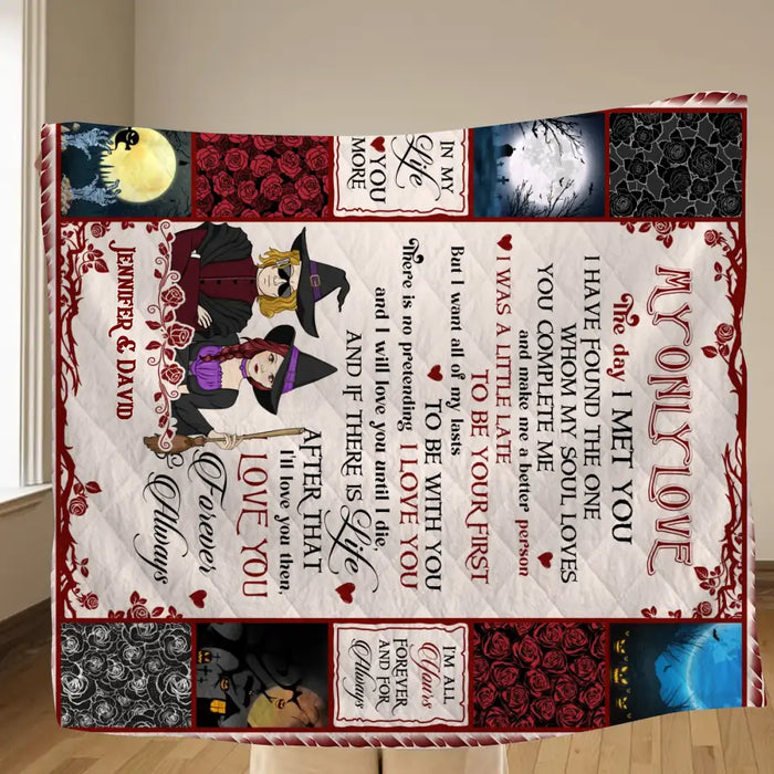 Personalized Halloween Couple Fleece Throw Blanket/Quilt - Gift Idea For Couple/Halloween - My Only Love