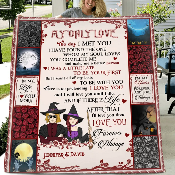Personalized Halloween Couple Fleece Throw Blanket/Quilt - Gift Idea For Couple/Halloween - My Only Love