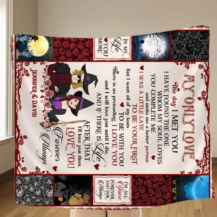 Personalized Halloween Couple Fleece Throw Blanket/Quilt - Gift Idea For Couple/Halloween - My Only Love