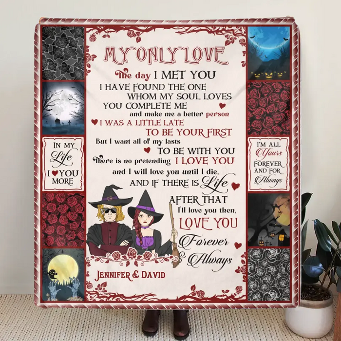 Personalized Halloween Couple Fleece Throw Blanket/Quilt - Gift Idea For Couple/Halloween - My Only Love