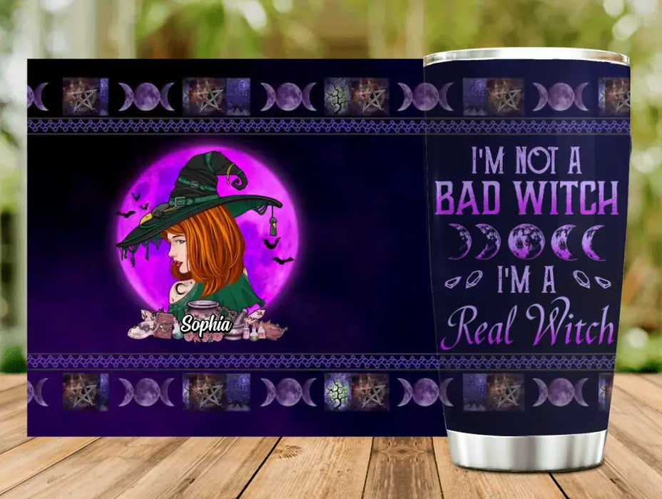 Personalized Witch Tumbler - Gift Idea For Halloween/Witch Lovers - I'm Not A Bad Witch I'm A Real Witch