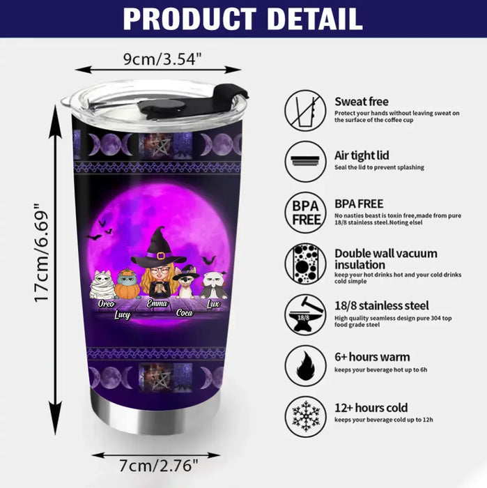 Personalized Halloween Witch Tumbler - Gift Idea For Halloween/Witch Lovers/Pet Lovers - Up to 4 Pets - I'm Not A Bad Witch I'm A Real Witch