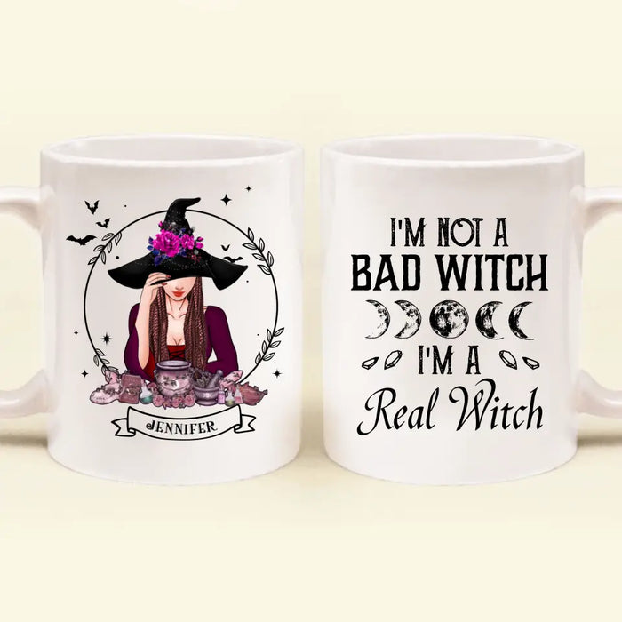 Personalized Witch Coffee Mug - Gift Idea For Halloween/Witch Lovers - I'm Not A Bad Witch I'm A Real Witch