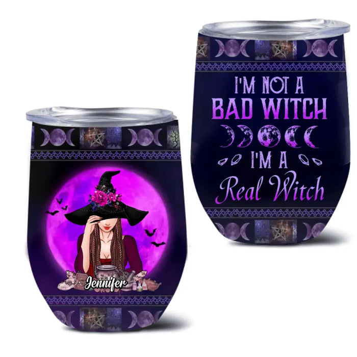 Personalized Witch Wine Tumbler - Gift Idea For Halloween/Witch Lover - I'm Not A Bad Witch