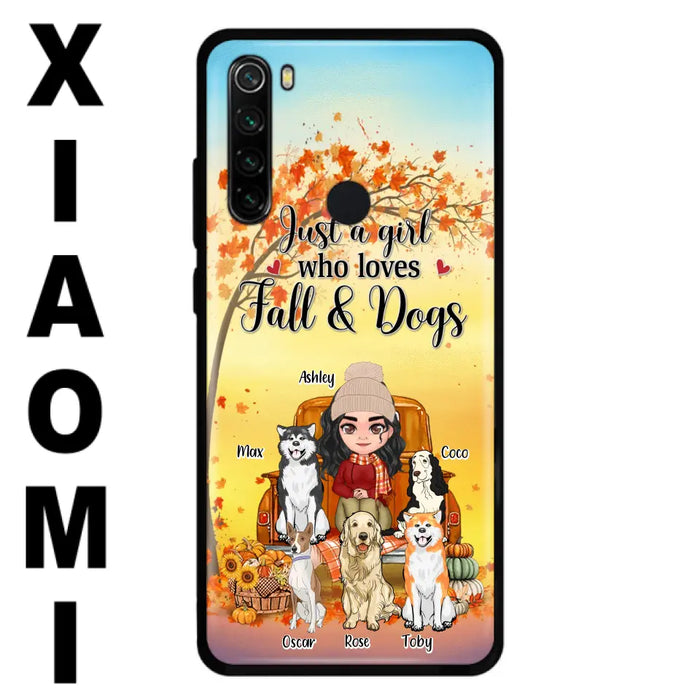 Personalized Dog Mom Fall Season Phone Case - Autumn Gift Idea For Dog Owners - Up to 5 Dogs - Case For Xiaomi/Oppo/Huawei - Just A Girl Who Loves Fall & Dogs