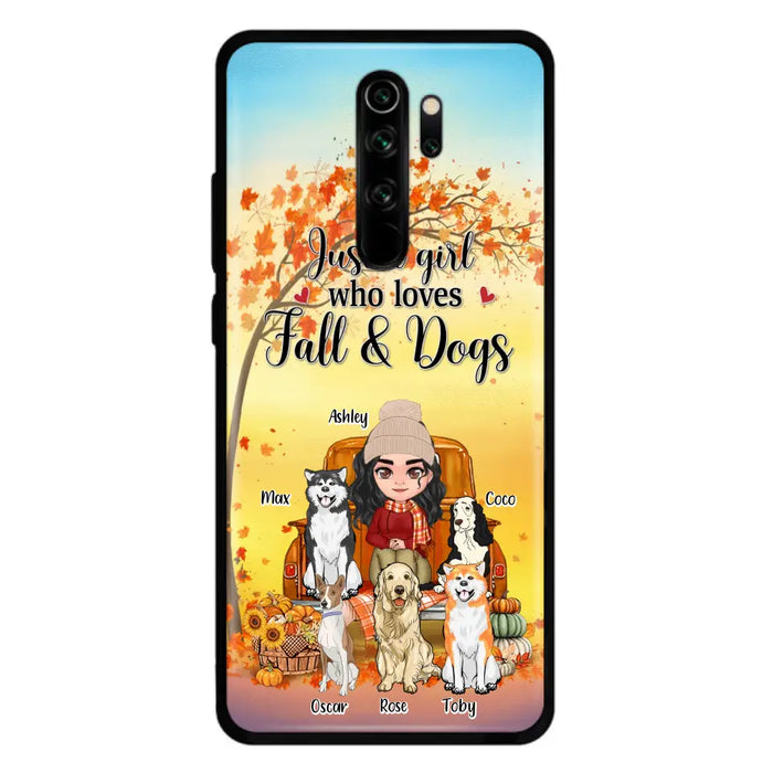 Personalized Dog Mom Fall Season Phone Case - Autumn Gift Idea For Dog Owners - Up to 5 Dogs - Case For Xiaomi/Oppo/Huawei - Just A Girl Who Loves Fall & Dogs